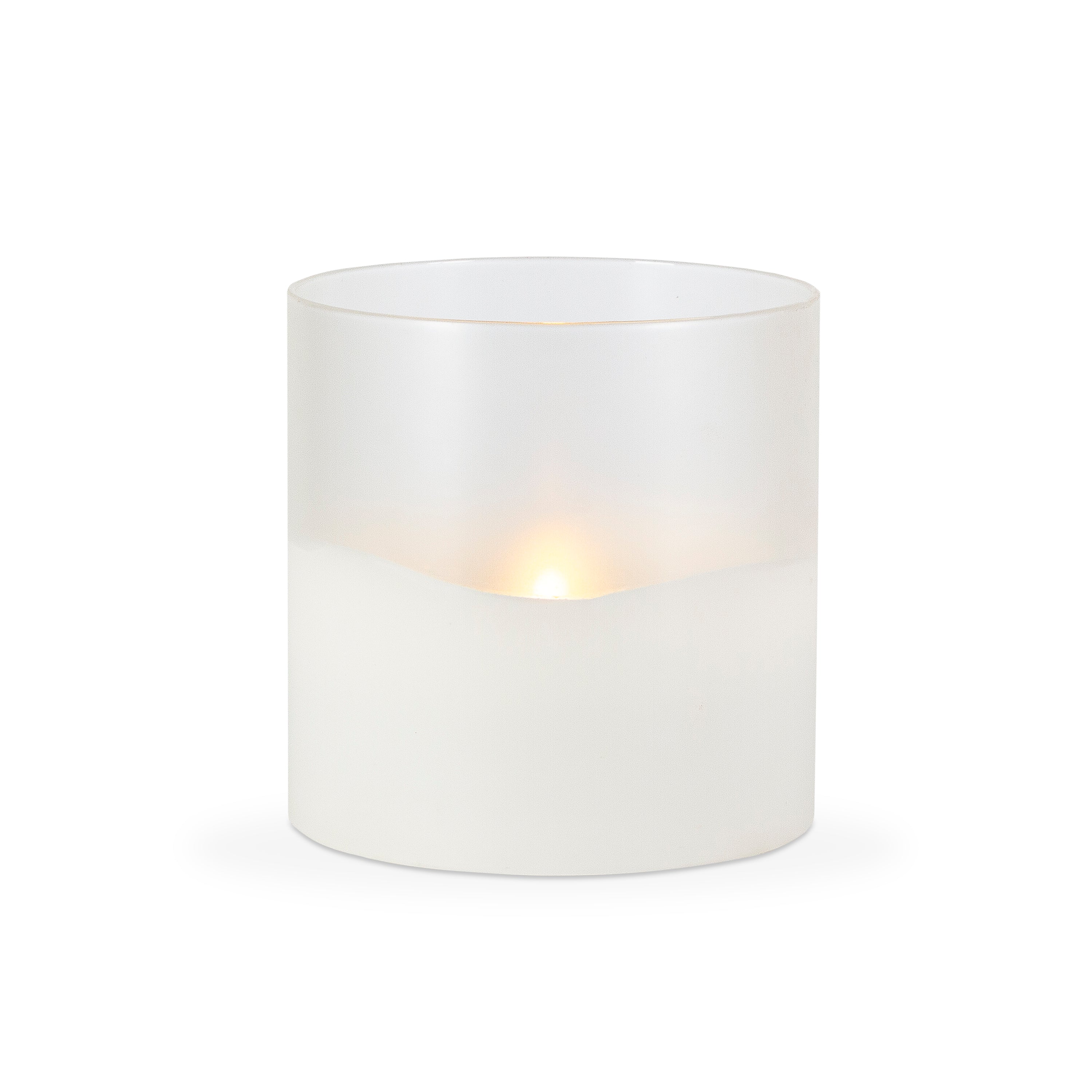 6-in D x 6-in H Hand poured Wax Candle in frosted glass with exclusive Illumaflame glow 45606EC
